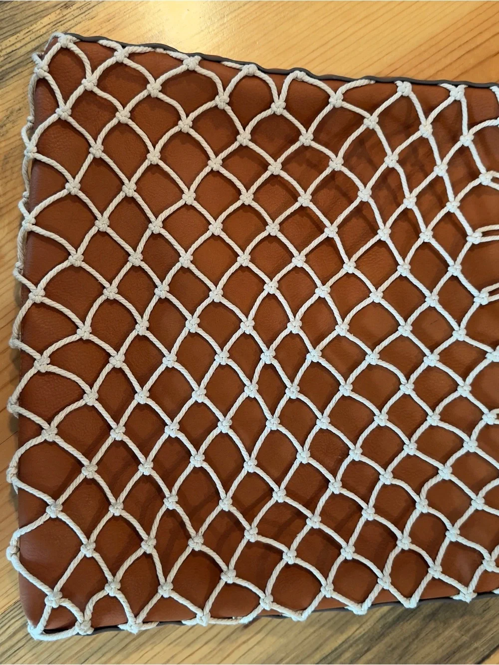 Universal Thread Brown Hobo Bag with White Macramé Overlay and Fringe